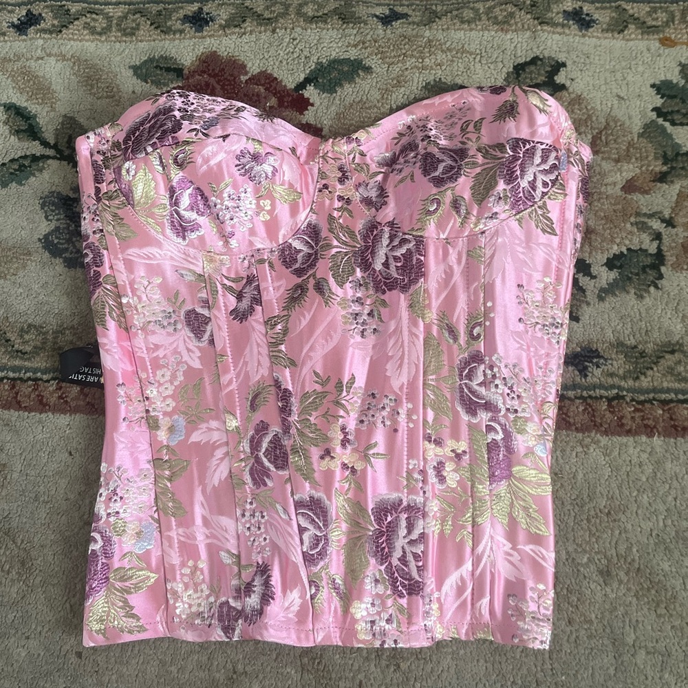 Pretty Little Thing pink floral corset 💐